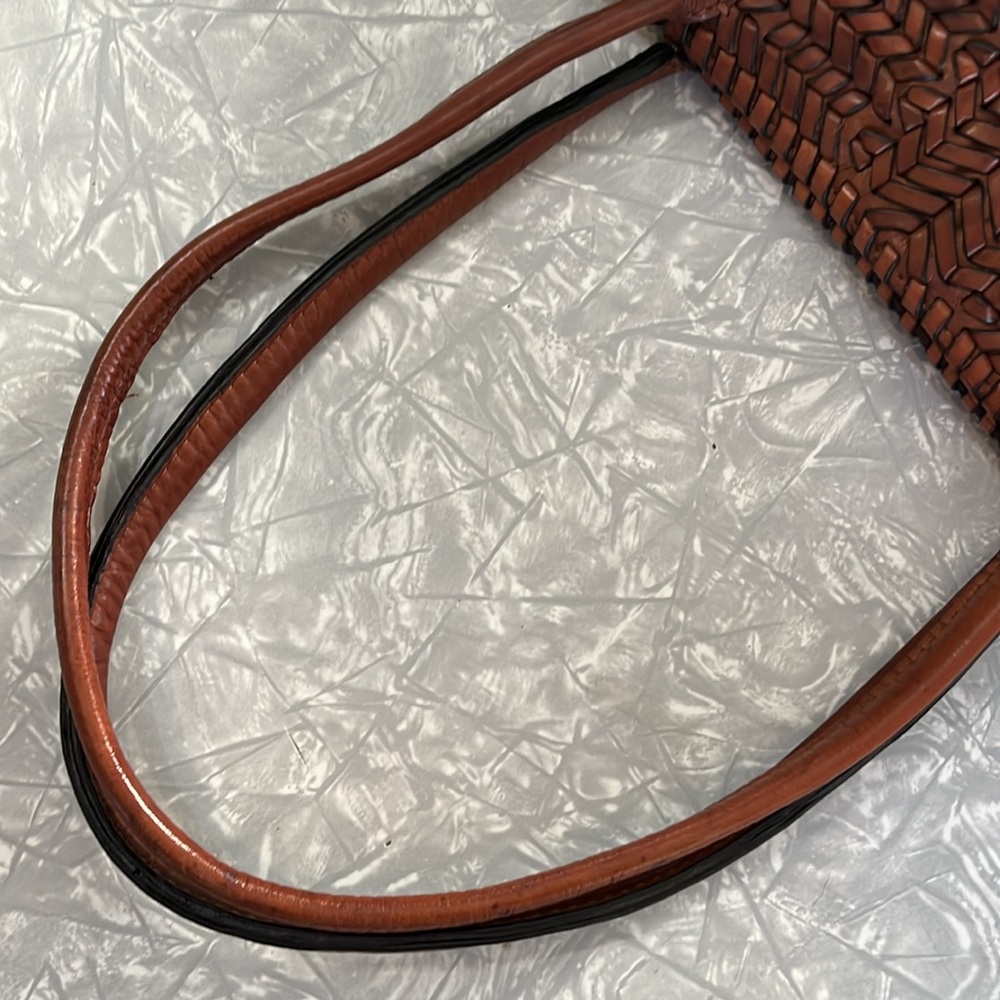 Unbranded Boutique Artisanal Vintage Brown Woven Leather Tote with Leather Strap - Picture 6 of 12
